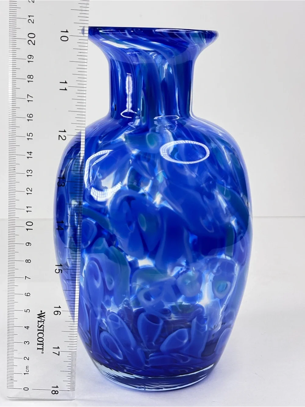 Murano Style Cobalt Blue Green Swirl Art Glass Vase‎ Pier1
